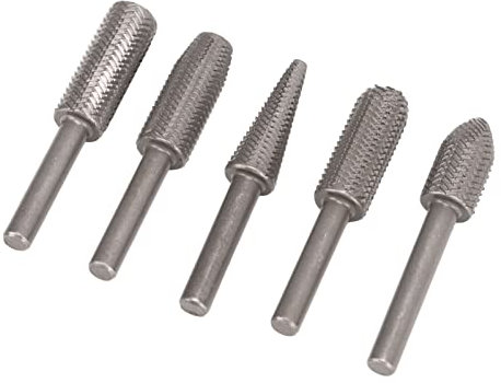 Leapiture 5-teiliges Stabschleifer-Bits, Wolframstahllegierung, 6 mm Schaft, Rotations-Raspelfeilen-Set, präzises Rotations-Raspelfeilen-Set zum Entgraten von Holz und Gummi