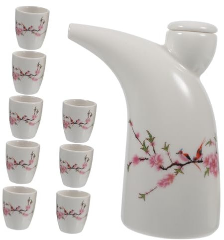 Ciieeo Horn Pot Wine Sake Kettle Ceramic Sake Cups Tea Cups for Gifting Traditional Style