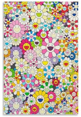 LUBOYANG Takashi Murakami Gemälde-Poster Blumen mit Smiley 4, Leinwanddruck, Wandkunst, Poster, dekoratives Gemälde, ungerahmt, 30 x 45 cm