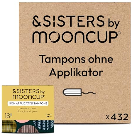 Mooncup Tampons ohne Applikator - Sensible Haut - 432 Stk, Regular | Plastikfreie Bio-Baumwoll-Tampons gegen Reizungen - Umweltfreundlich & hypoallergen für Komfort & Pflege