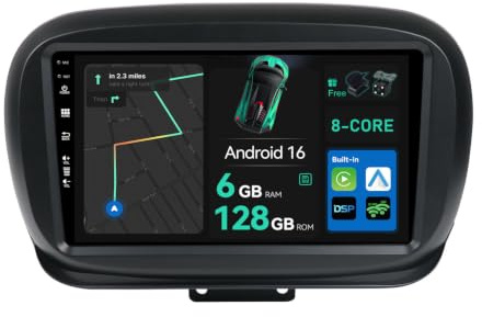 BXLIYER - 6G+128G - Android 15 IPS Car Stereo For Fiat 500X (2014-2020) - Wireless CarPlay/Android Auto - Camera & MIC - Octa-Core 9 Inch 2 Din - DSP Steering Wheel DAB Fast-boot 360-CAM WIFI