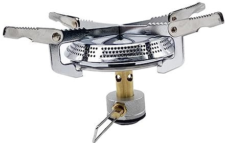1 Set Stove Burners Unit Camp Outdoor Cooker Cookware Canisters Kitchen Windscreen Windproof Boil Gas System Portable Home Heater Cooking Kettle Aluminum Alloy Silver