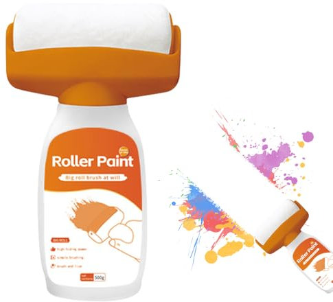 500g Wandfarbe Ausbessern Weiß, 2 in 1 Wandreparatur RollbüRste, Wandreperaturrollbürste Weiß, Wandreparaturroller Farbe für Graffiti, Flecken, Kratzer, Risse und beschädigte Wände