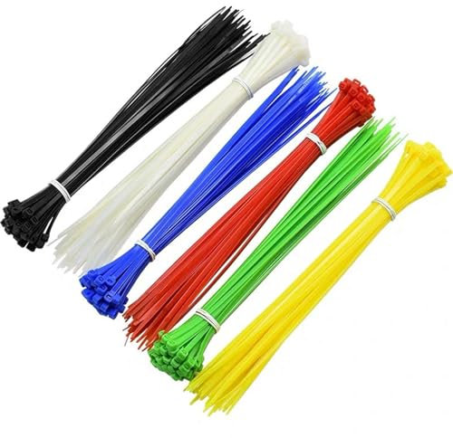 Farbige Kabelbinder, 600 Stück, 200 mm x 3 mm, Farbbinder-Set, klein, verstellbar, hitzebeständig, UV-beständig, geeignet für Haus, Büro, Garten, Garage und Werkstatt.