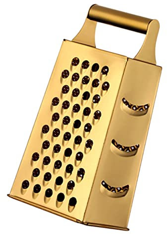 GALPADA Grattugia in Acciaio Inox Maggiore Coperchio Tutto Grattugia Pela Verdure Piatto Cucina Vestiti Da Formaggio Per Filtrare Parà Grattuggia Grattugiare Acciaio Inossidabile Golden