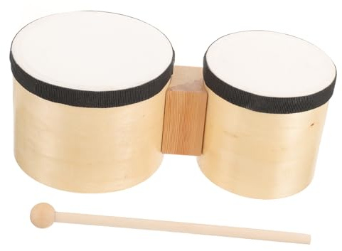 Mikinona Bongotrommel Schlaginstrument Aus Holz Mittelgroß Mit Drumsticks Für Erwachsene Und Kinder Klangvoll Und Langlebig Geeignet Für Musikunterricht Und Tanzkurse