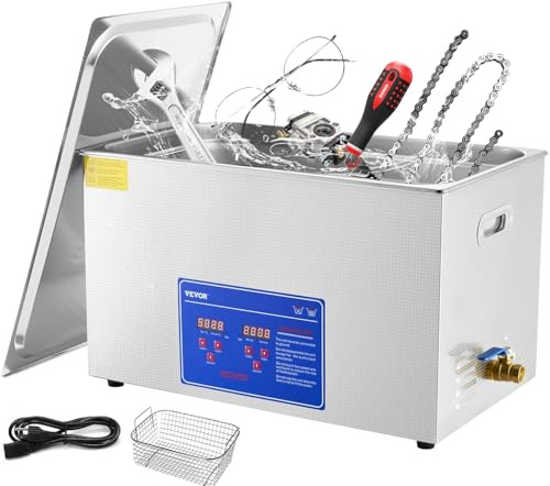 30L Profesional Limpiador Ultrasonidos 600W 220V,40kHz con Calefacción Temporizador Maquina de Limpieza Ultrasonidos Acero Inoxidable para Prótesis Dentales, Joyas, Gafas, Relojes