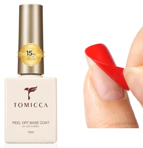 TOMICCA 15 ml Peel Off Base Coat UV Gel Soak Off UV/LED Esmalte de uñas Base para Nail Art Design Nail Art Manicura Kit para salón de uñas DIY Home