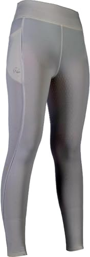 HKM Unisex Kinder Alice Silikon-Vollbesatz Leggings, Weiß, 13-14 Jahre