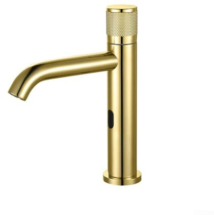 ZiStarlilife Grifo automático para lavabo de baño sin contacto de acero inoxidable 304 con sensor de movimiento, grifo de lavabo con anulación manual, solo agua fría
