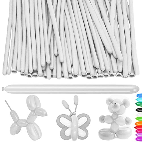 AUNGKWANG 100 Pezzi Palloncini Modellabili, Bianco Magici Palloncini Lattice, Lungo Palloncinis, MagiciPalloncini per Feste, Compleanni, Matrimoni Decorazione, Anniversari Decorazione