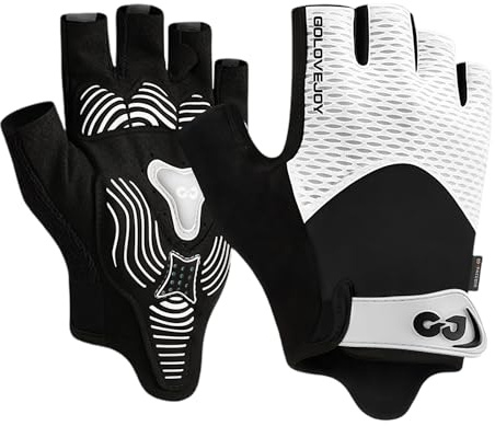 flintronic Gym Gloves, Breathable Training Gloves with Microfiber Fabric, No-Slip Silicone Padded Palm Protection and Extra Grip, Fitness Gloves for Men&Women, Weight Lifting/Cross Fit/Cycling (White)