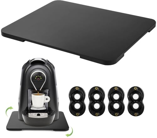 Vassoio girevole a 360° per elettrodomestici, vassoio scorrevole in legno per cucina, base in legno con ruote e maniglie da incasso, adatto per macchine da caffè e friggitrici