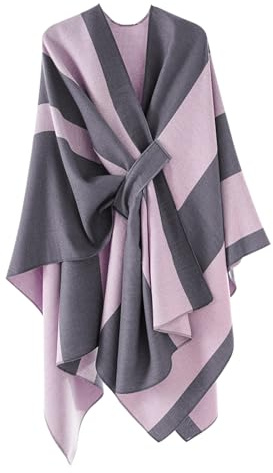 Zetieny Poncho da Donna Reversible Cape Elegante Open Front Winter Cardigan Sciarpa Calda Lavorata a Maglia