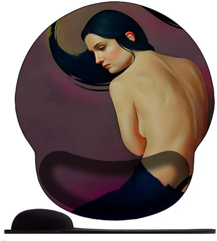 3D Tapis de Souris Ergonomique Gamer avec Repose Poignet, Confort avec Repose- Gaming Mouse Pad pour Ordinateur Portable -Portrait de Femme de Dos