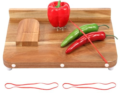 Wooden Adaptive Cutting Board with Spike Chopping Boards for Kitchens, Smooth Surface, Handicapped Kitchen Board with Anti Slip Bottom for Vegetable Fruit Meat