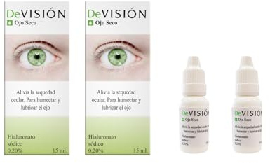 DeVisión Ojo Seco 15 ml - Pack de 2 Unidades - Gotas Oftálmicas con Hialuronato Sódico 0,20% – Lubricante Ocular para Aliviar la Sequedad y Humectar los Ojos – Envase Gotero