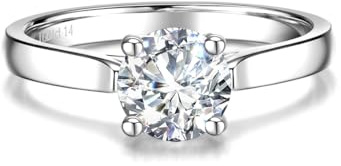 FANCIME 1 Karat Lab-Grown Diamant Verlobungsring, Solide 14 Karat Weißgold | Rundschliff Ehering Schmuck für Damen Sie, D-E Farbe, VS Clarity