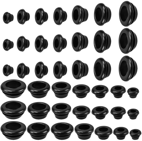 YAXIAO 100 Piezas Pasamuros Goma Pasacables Goma 3/4/5/6/7/8/10/12/14/16 MM Redonda Passe-Câbles En Caoutchouc para Enchufes y Cables Proteger Cables Barco Oficinas Auto Electrodomésticos 10 Tamaños