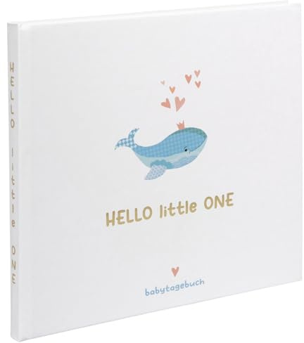 goldbuch 50 500 Babytagebuch Little Splash, Babyalbum 24,5 x 22,5 x 3,5 cm | Weißes Tagebuch für Babys mit Kunstdruck-Motiv Wal & Goldprägung, Babyalbum mit 100 illustrierten Seiten, Made in Germany