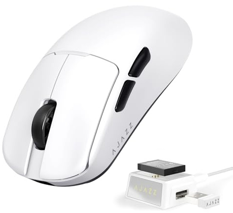 A.JAZZ AJ159V2MC Trådlös Spelmus, Tri-Mode BT/2.4G/Type-C Trådbunden, PixArt 3311 Optisk Sensor Med 24K DPI, 54g SUPERLIGHT, Utbytbart Batteri Datormöss, För PC/Mac/Laptop - Vit