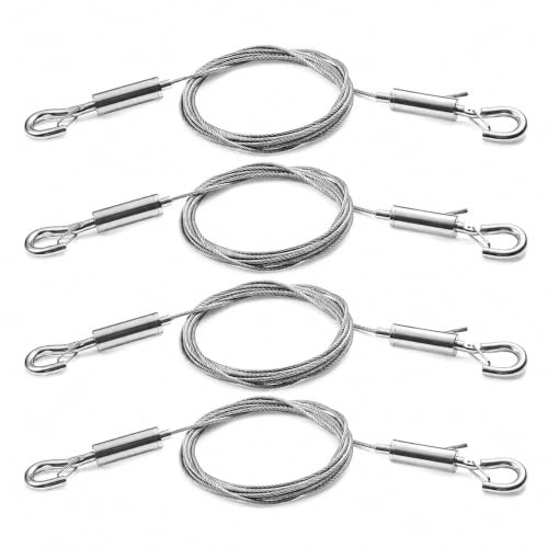 4 Pack Adjustable Picture Hanging Wire Kit, 2m x 1.5mm Heavy Duty Stainless Steel Picture Wire Rope, Supports up to 45kg for Frames, Mirrors, Art & Home Decoration