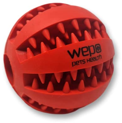 WEPO® hundleksak/hundboll, tuggleksak med tandvårdsfunktion, naturgummiboll, godisboll/foderboll, valpleksak, röd
