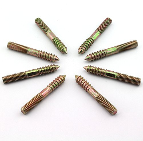 RuiLing 8 Pack M10 Hanger Bolts Double Headed Bolts Self-Tapping Screw M10 Length 3 Inch Hanger Bolts for Furniture