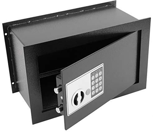 PrimeMatik - Versenkt Wandtresor Stahl Elektronischer Code Mauertresor Möbeltresor 40x20x25cm schwarz