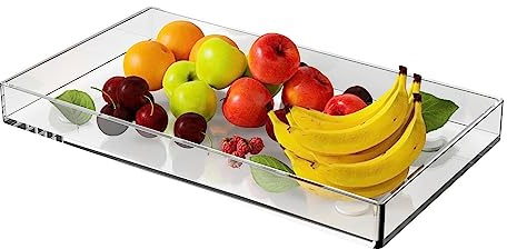 Fukamou Plateaux en Acrylique pour Affichage | Organisateur d'affichage Transparent rectangulaire - Nidification Portables pour Table Basse, Organisateur Plateaux décoratifs en