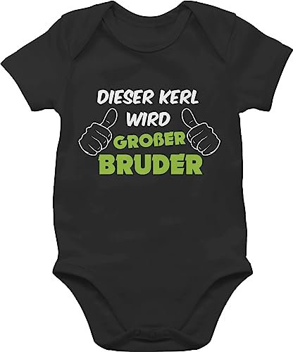 Shirtracer Baby Body Junge Mädchen - Dieser Kerl wird großer Bruder - 18/24 Monate - Schwarz - big brother große brüder groser kurzarm baby+strampler+sprüche bruder großen ubranka dla niemowlaka