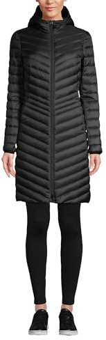 Lands' End Womens Packable Chevron Wanderweight Down Coat Black Regular Small