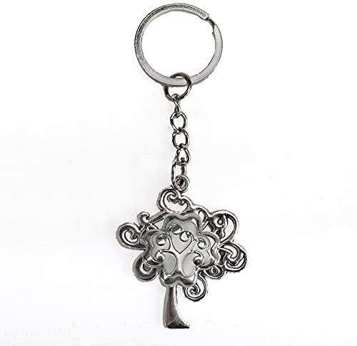 DLM-32174 (Kit 6 Pezzi) Portachiavi Ciondolo in Metallo Albero della Vita con Quadrifoglio Confettata Segnaposto Argento bomboniera