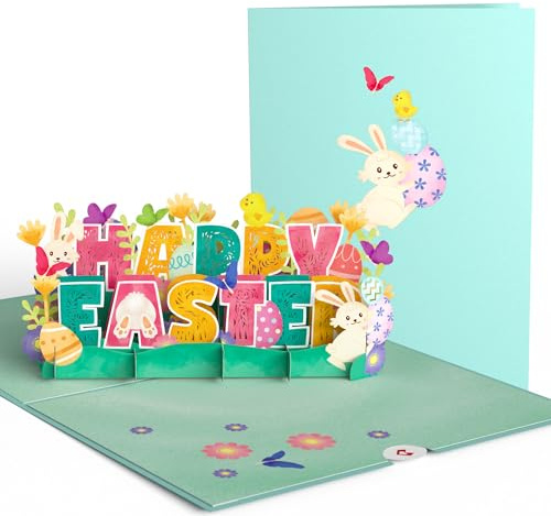 Lovepop Glad påsk popup-kort – påskkort – handgjort 3D-popup-gratulationskort för henne – påskkort, 12,7 x 18,8 cm