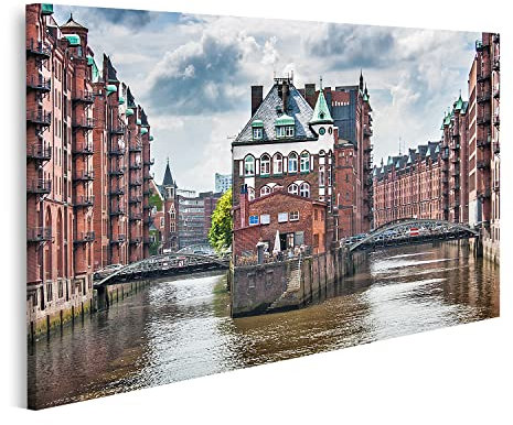 islandburner Bild auf Leinwand Berühmten Speicherstadt Mit Dunklen Wolken Vor Dem Sturm In Hamburg Deutschland Wandbild Poster Kunstdruck Bilder