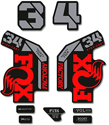 STAR SAM Autocollants compatibles avec fourche de vélo Fox 34 Factory Step Cast 2022 Rouge 1 cm