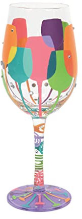 Enesco 6012016 Designs by Lolita Squad - Copa de vino artesanal pintada a mano, multicolor