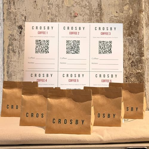 Crosby Coffee Roasters Single Origin Sample Box, 100% Arabica Speciality Coffee - Freshly Roasted, Whole Bean, Medium Roast 6x50g
