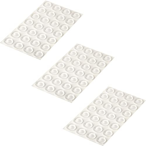 HELPMATE Lot de 84 butées en caoutchouc transparentes, rondes, moyennes, hautes, autocollantes, 12 mm H3,2 mm, anti-bruit et antidérapant, amortisseurs élastiques, butoirs de protection pour porte