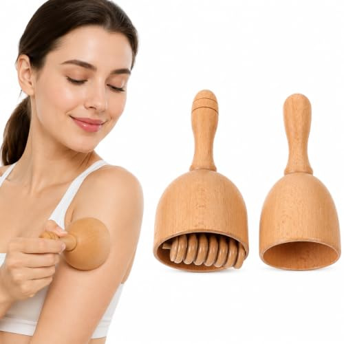 Beavorty Tasse De Massage en Bois 2 Pièces Outil Ergonomique pour Massage Corporel Et Dos Soulage Les Muscles Améliore La Circulation Sanguine Maderothérapie