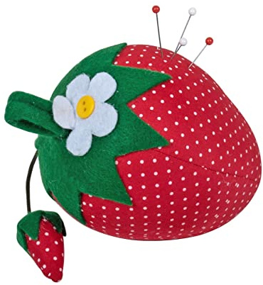 Hobby Gift Nadelkissen aus Stoff, 6,5 x 6,5 x 9 cm, Erdbeere