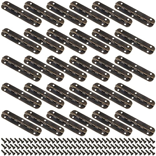 FUNSUEI 30 PCS 65 x 15mm Small Piano Hinge for Wood | Antique Bronze, for Jewellery Box Furniture Cupboard Cabinet