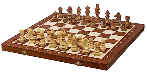 Sunrise Schach & Spiele | Deutsches Staunton-Goldturnier Schach | Größe Nr. 5 | Deutsche Indianerfiguren 3,5 Zoll Akazie | Haltbarkeit | Fide-Anforderungen erfüllen | Figuren mit doppelter Ladung