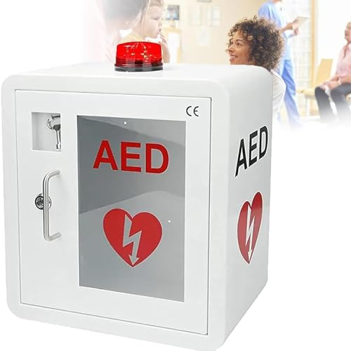 DPLXFPP AED-Defibrillator-Wandmontage-Speicherbox mit Schnappschlossalarm-Notstrob-Licht, passt zu Allen Herzwissenschaften, AED Defibrillator 20 * 36 * 40 cm