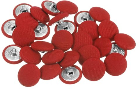 QUARKZMAN 30uds 32L Tela Paño Cubierto Botón 20mm Redondo Metal Vástago Costura Botones para Trajes Vestido Blusas, Rojo