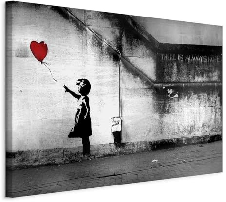 B&D XXL - Leinwandbild Mädchen mit Luftballon, 120x80 cm, 1-teilig, modern | Hochwertige Leinwand, sofort aufhängbar, ideal fürs Wohn- oder Schlafzimmer, wasserfest und lichtecht, langlebig, stilvoll