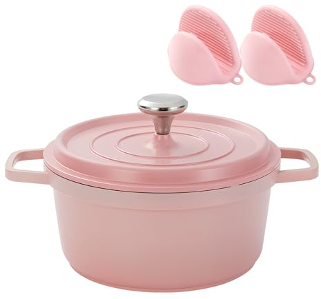 DYHQQ Horno Holandés Esmaltado 2.5L Olla De Horno Holandés con Tapa, Olla Redonda para Horno Holandés con Revestimiento De Esmalte Antiadherente, Horno Holandés para Cocina