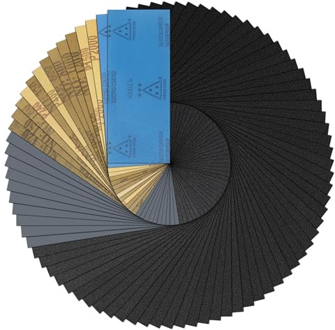 JOYIT 84 Stück Schleifpapier Set (14 Körnungen:120-3000), Nass und Trocken Sandpapier für Holz/Auto/Metall/Lack/Holzmöbel/Stein/Lack/Glas– Jede Körnung 6 Blätter