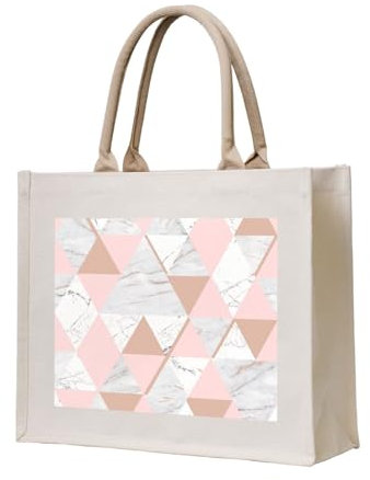 YWSOTRE Roségoldenes Dreieck-Marmormuster, Tragetasche Canvas-Tasche Einkaufshandtasche Einkaufstüten, Mehrzweck-Schultertaschen