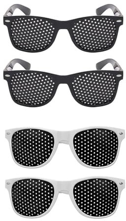 Occhiali a rete stenopeica da 4 pezzi, occhiali a foro piccolo, occhiali porosi, occhiali perforati, occhiali per allenamento oculare, unisex